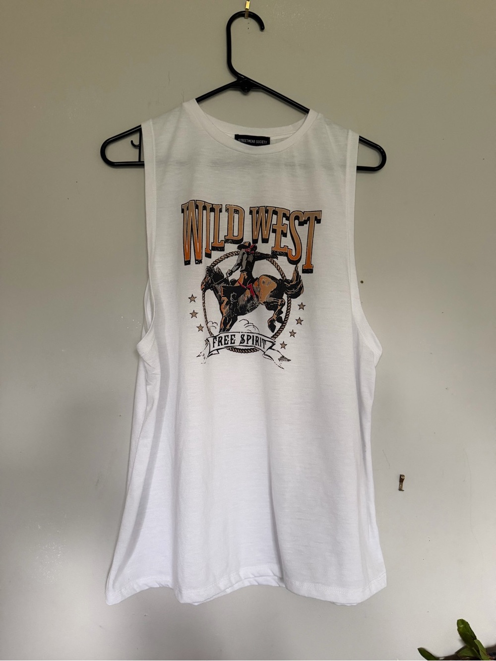 Streetwear Society White Muscle Tank with Wild West Graphic